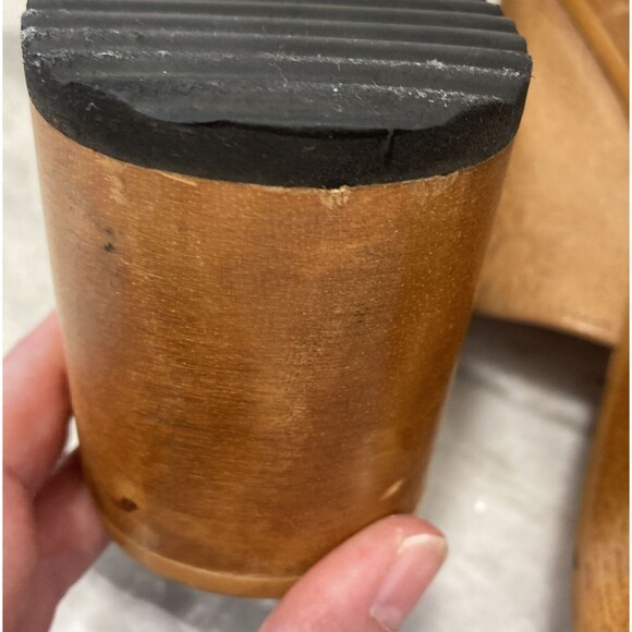 Vtg Y2K Tommy Hilfiger Platform Wooden Sandals Chunky Heel 7 Floral Hippie Boho - Picture 14 of 16